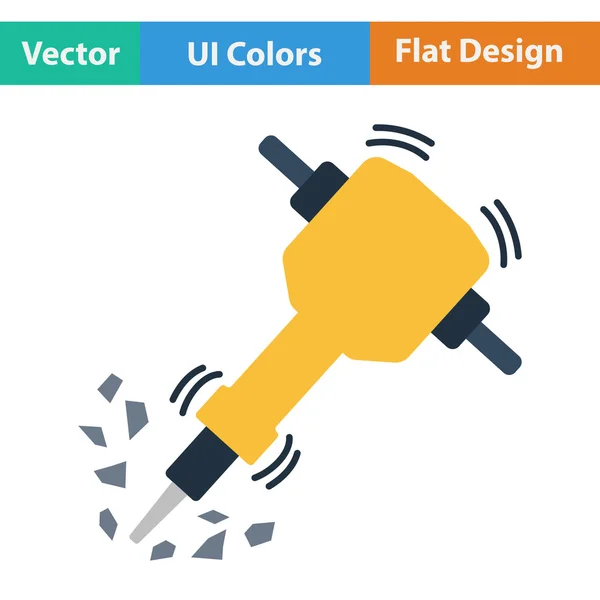 Icône de conception plate du marteau-piqueur de construction — Image vectorielle