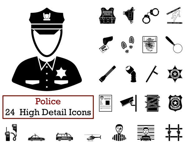 Set de 24 iconos policiales — Archivo Imágenes Vectoriales