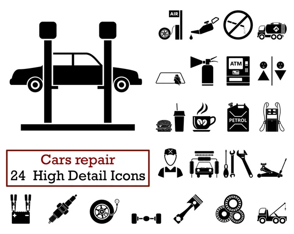 Conjunto de 24 iconos de reparación de coches — Vector de stock