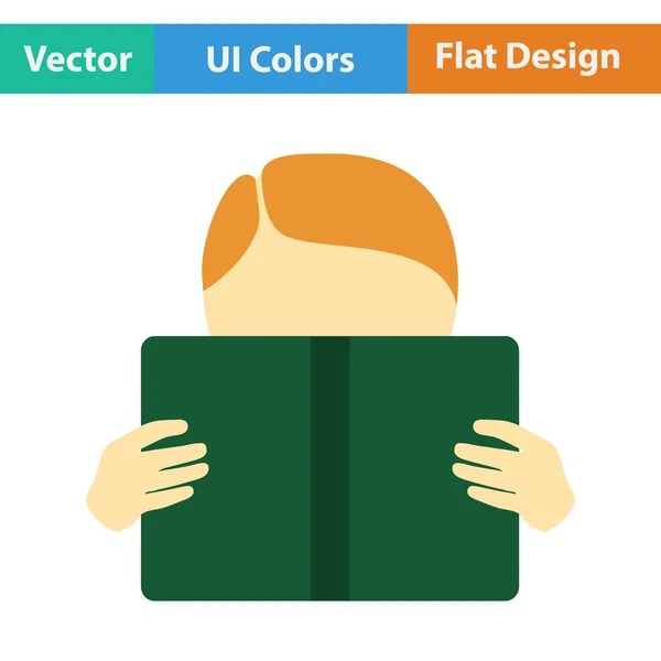 Icono de diseño plano de Boy libro de lectura — Vector de stock