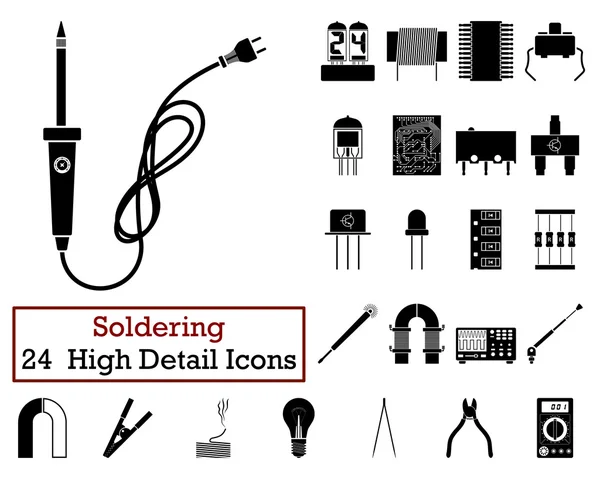 Conjunto de 24 iconos de soldadura — Vector de stock