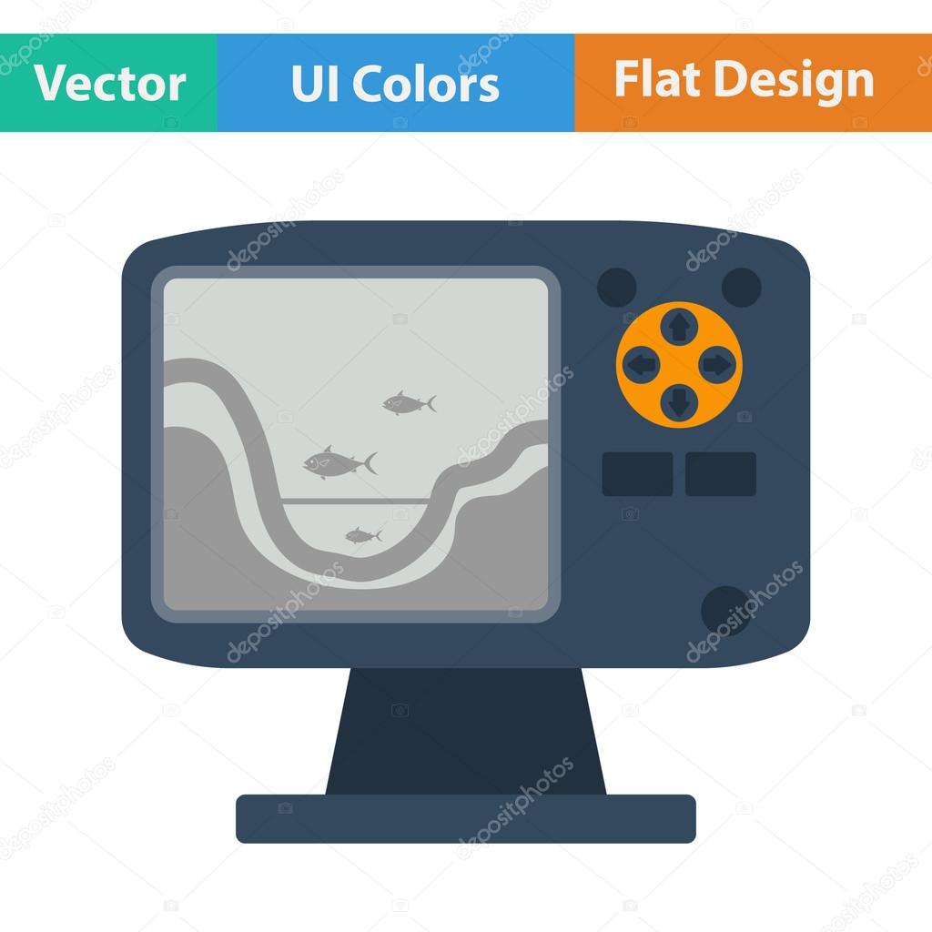 Flat design icon of echo sounder   in ui colors. Vector illustration.