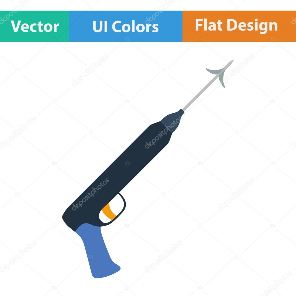 Flat design icon of Fishing  speargun  in ui colors. Vector illustration.