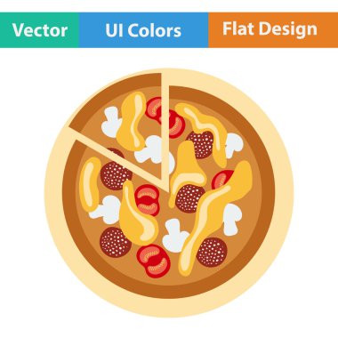 Pizza düz tasarım simgesi plaka üzerinde