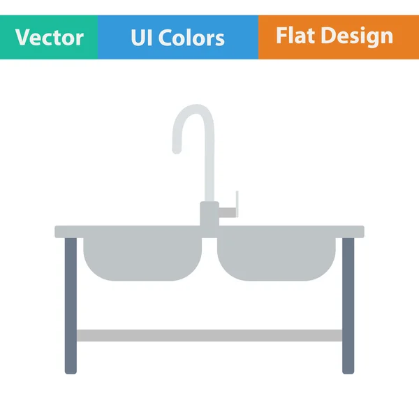 Icono de diseño plano de doble lavabo — Vector de stock