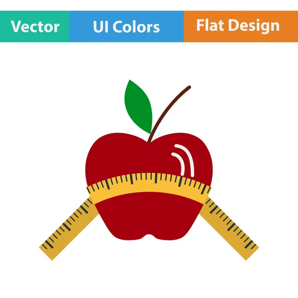 Apple met het pictogram van de tape van de maatregel — Stockvector