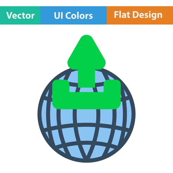 Globe with upload symbol icon — Stock Vector