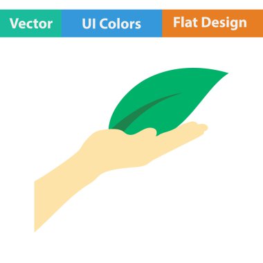 Yaprak simgesi tutan el