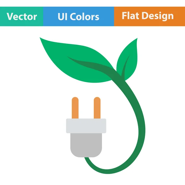 Fiche électrique avec icône de feuilles . — Image vectorielle