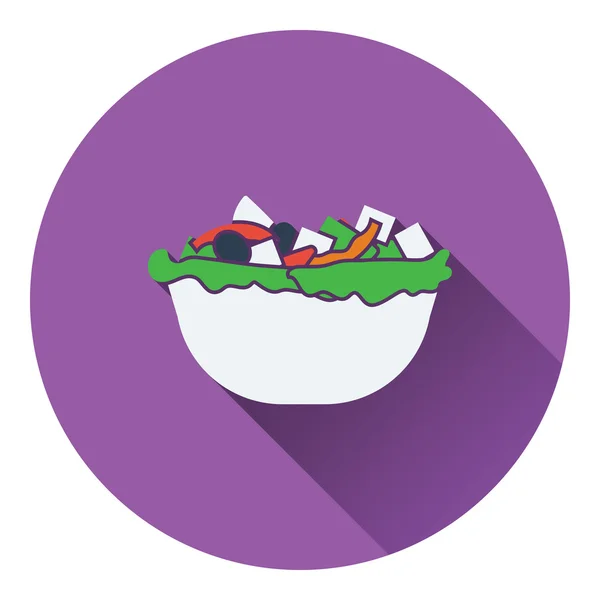 Salada no ícone prato —  Vetores de Stock