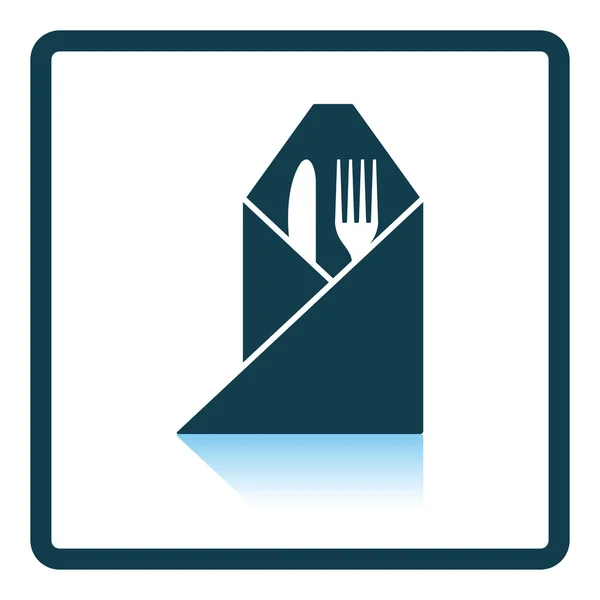 Tenedor y cuchillo envuelto icono de la servilleta — Archivo Imágenes Vectoriales