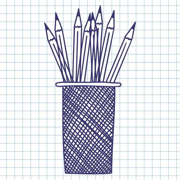 Ilustración estuche de lápices — Vector de stock