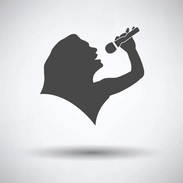 Karaoke mujer silueta icono — Vector de stock