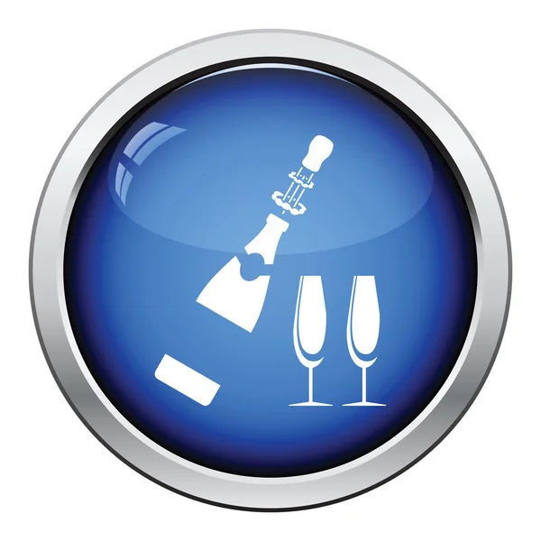 Strana šampaňské a skla ikona — Stockový vektor