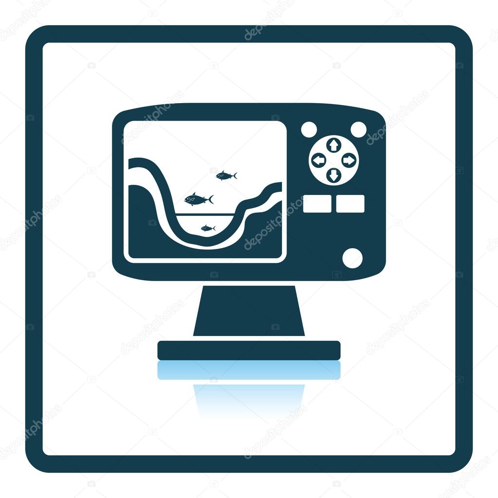 Icon of echo sounder  . Shadow reflection design. Vector illustration.
