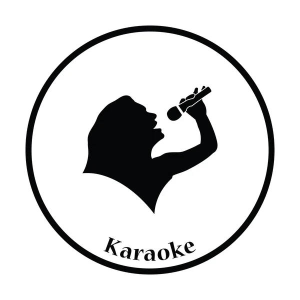 Ikona sylwetka kobiety karaoke — Wektor stockowy