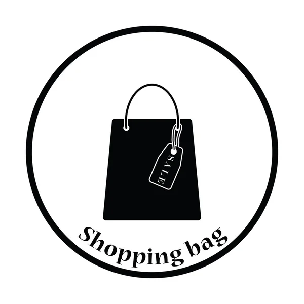 Nákupní taška s ikonou značky, prodej — Stockový vektor