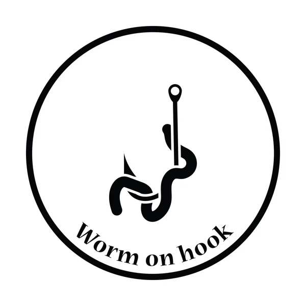 Icon of worm on hook — Stock Vector