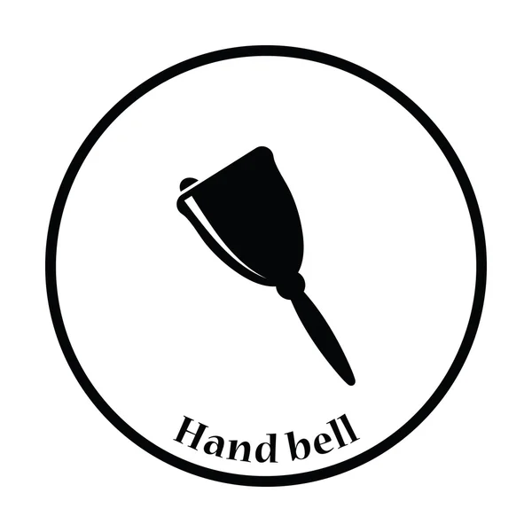 Icono de campana de mano Escuela — Vector de stock