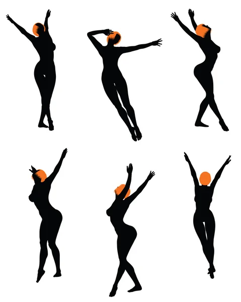 Ensemble de silhouette de filles sexy nues — Image vectorielle