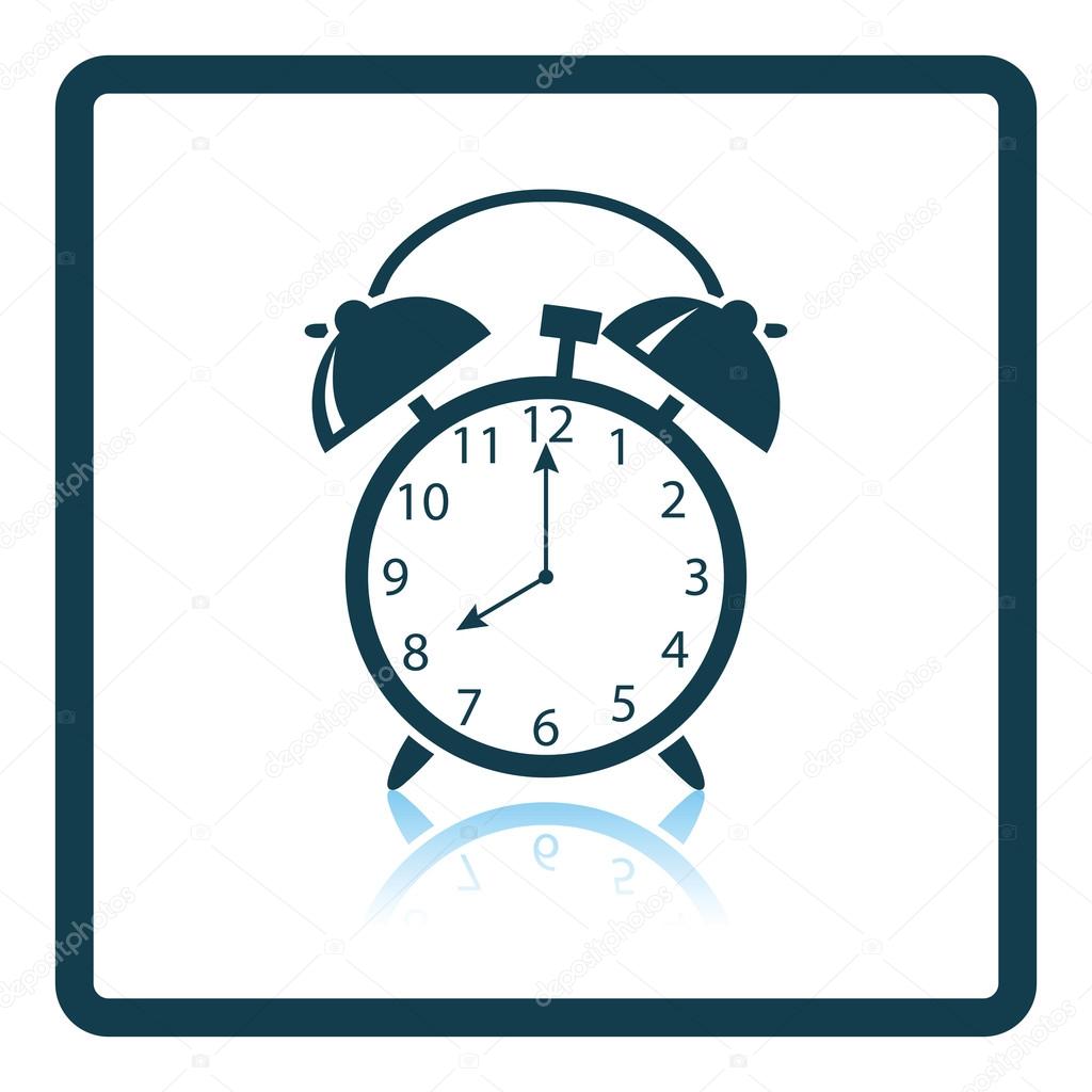 Icon of Alarm clock. Shadow reflection design. Vector illustration.