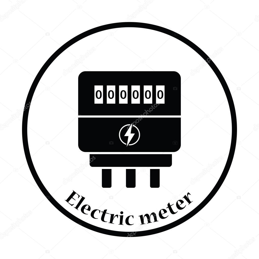 Electric meter icon. Thin circle design. Vector illustration.