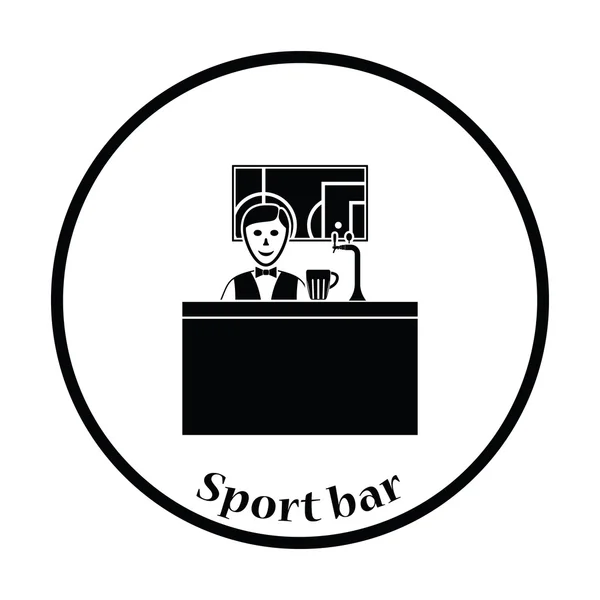 Sport bar stand com barman — Vetor de Stock