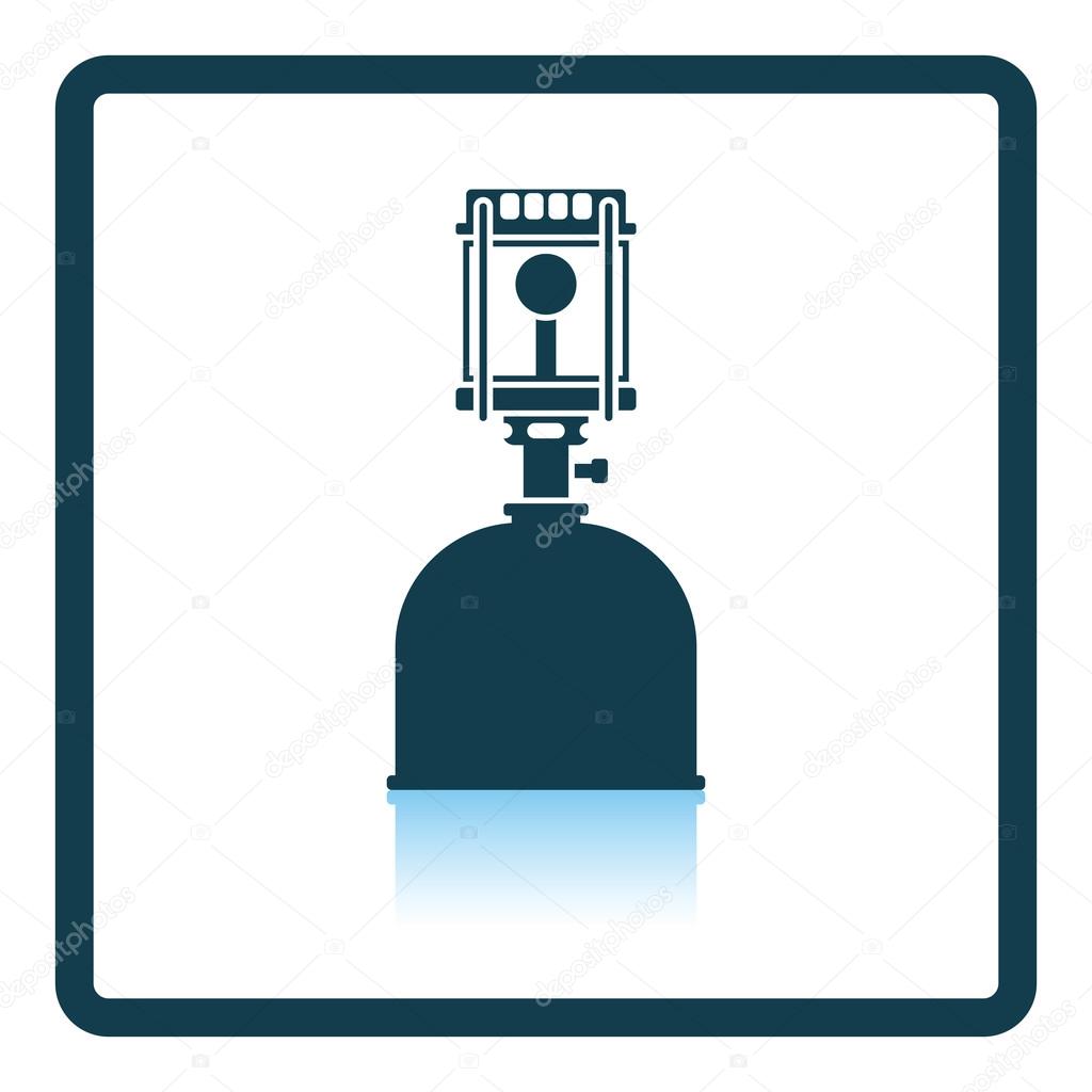 Camping gas burner lamp icon. Shadow reflection design. Vector illustration.