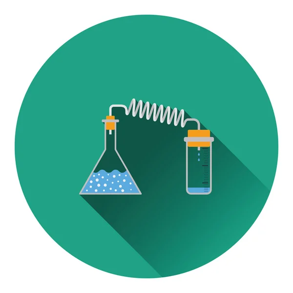 Reacción química con dos frascos — Vector de stock