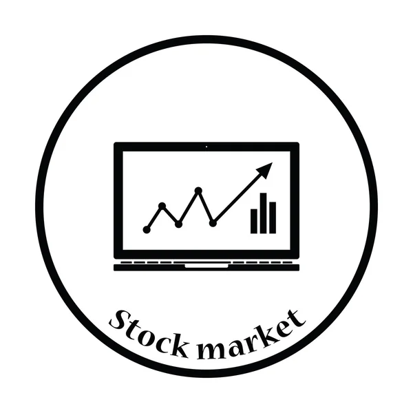 Ícone de laptop com gráfico —  Vetores de Stock