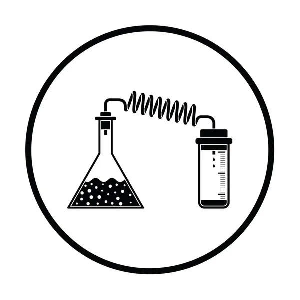 İki şişe ile kimya reaksiyon simgesi — Stok Vektör