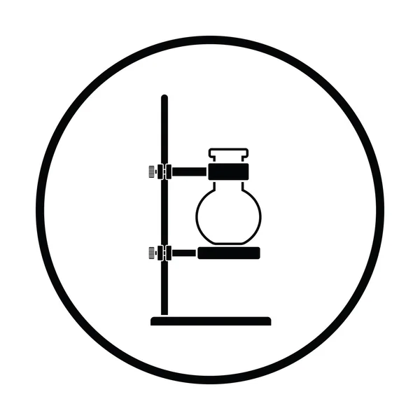 Ícone do frasco de química agarrado no suporte —  Vetores de Stock