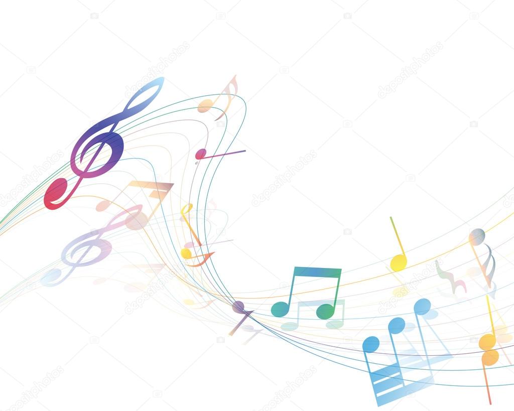 Illustration Of Colored Treble Clef Over Staff Lines Royalty Free
