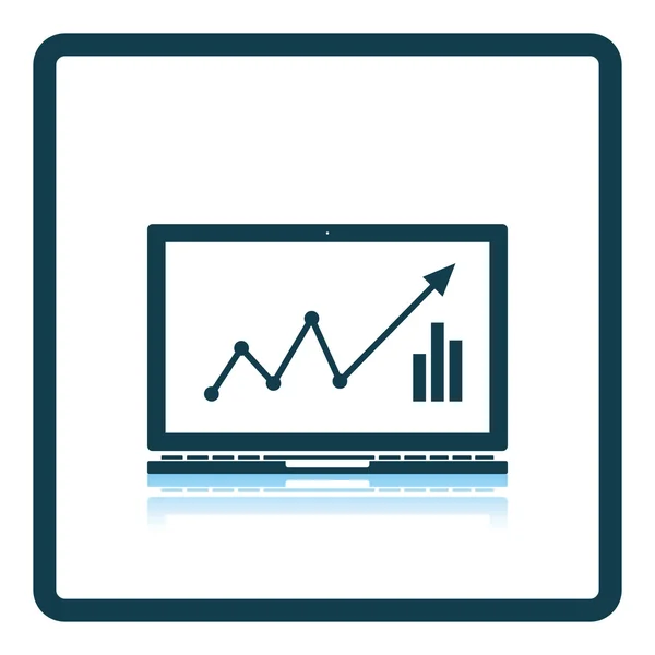Icono de Laptop con gráfico — Vector de stock