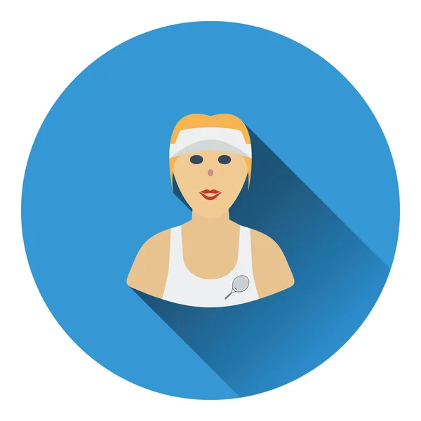 Mujer de tenis atleta icono de la cabeza — Vector de stock