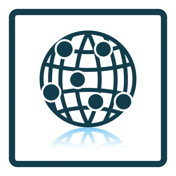 Icona punto di connessione Globe — Vettoriale Stock