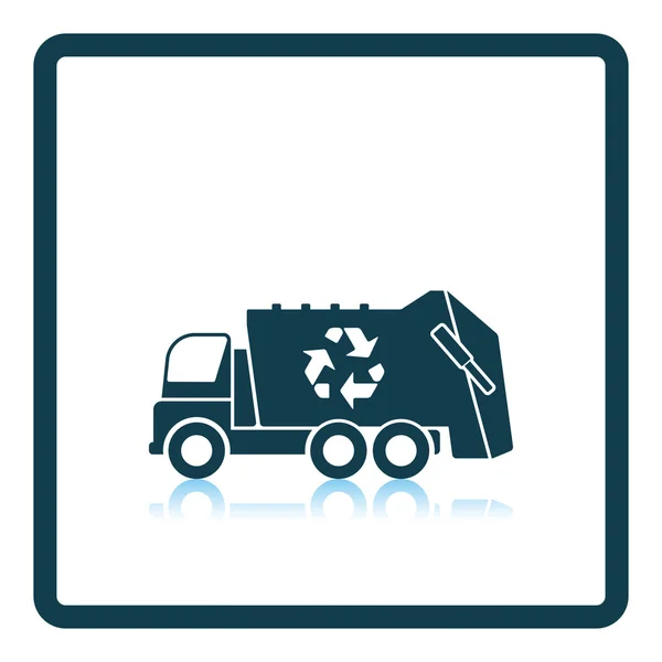 Basura coche con icono de reciclaje — Vector de stock