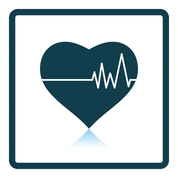 Pictogram van hart met cardio-diagram — Stockvector