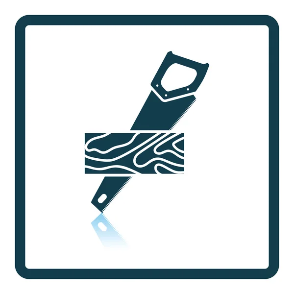 Handsaw cutting a plank icon — Stock Vector