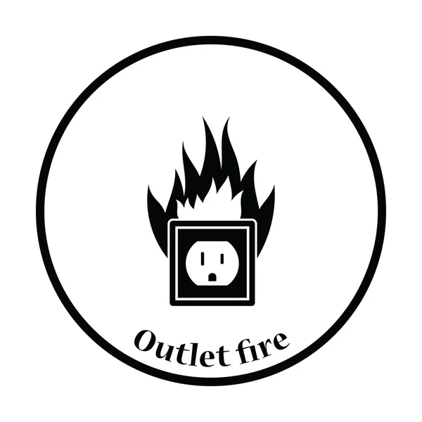 Electric outlet fire icon — Stock Vector