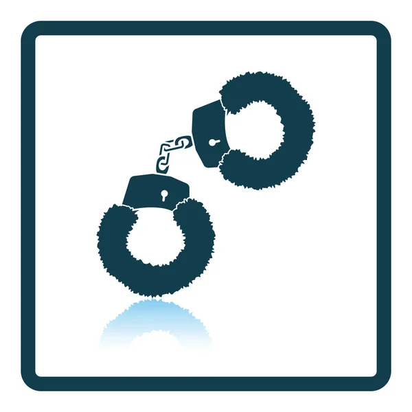 Sex handcuffs with fur icon — Stock Vector