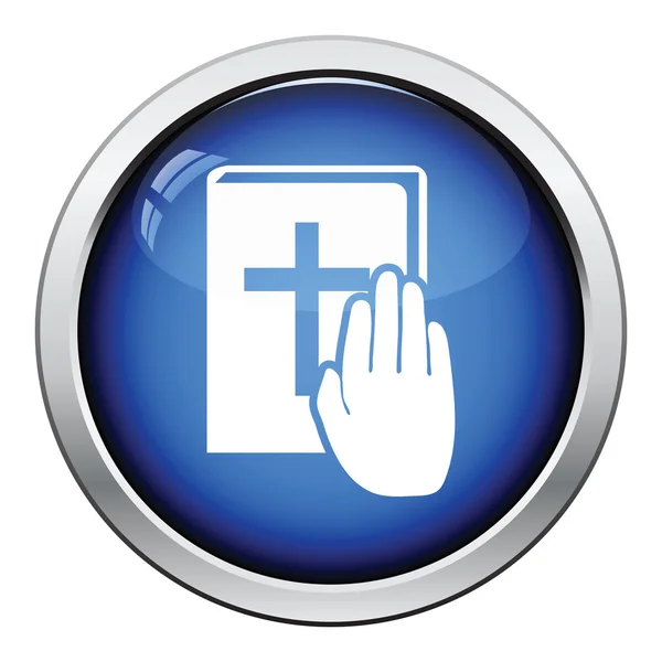 Mão no ícone da Bíblia — Vetor de Stock