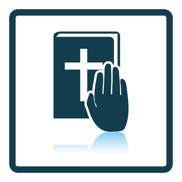 Hand auf Bibel-Symbol — Stockvektor