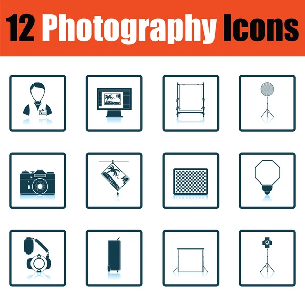 Conjunto de icono de fotografía — Archivo Imágenes Vectoriales