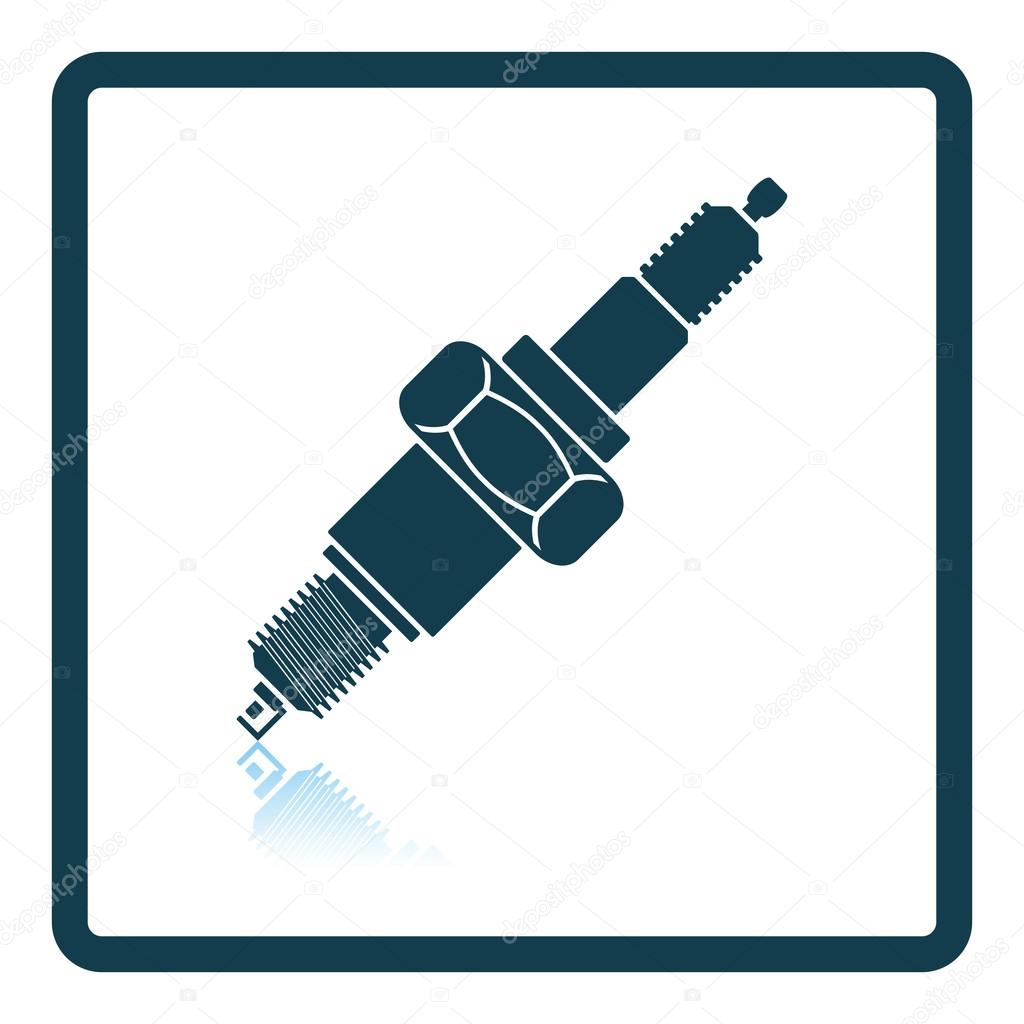 Spark plug flat style icon. Shadow reflection design. Vector illustration.