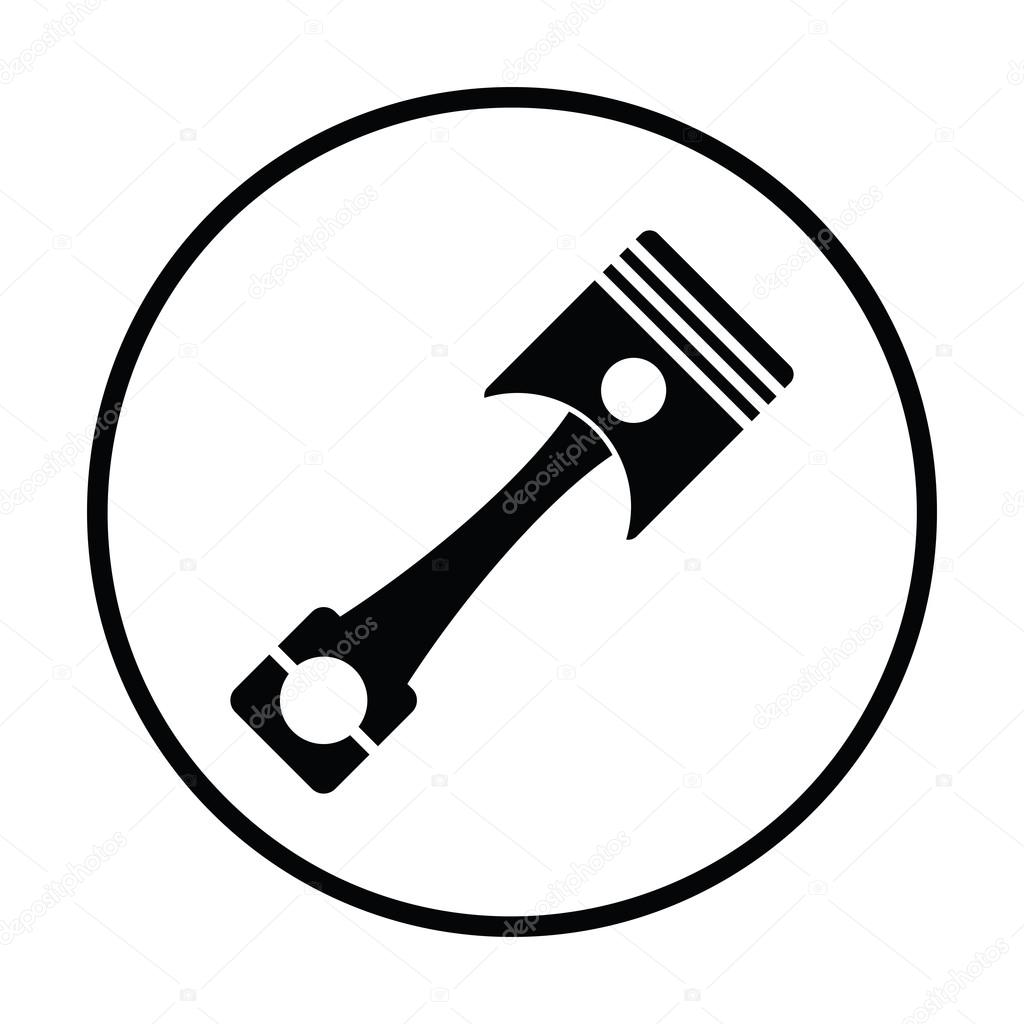 Car motor piston icon. Thin circle design. Vector illustration.