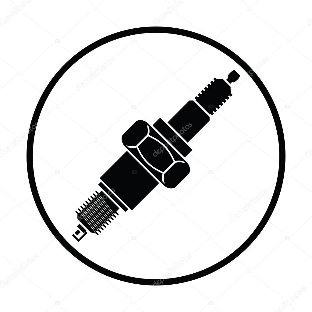 Spark plug icon. Thin circle design. Vector illustration.