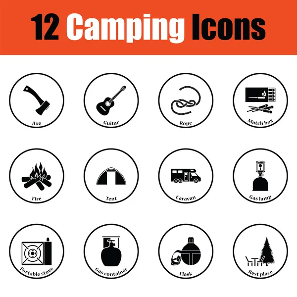 Conjunto de icono de camping — Vector de stock