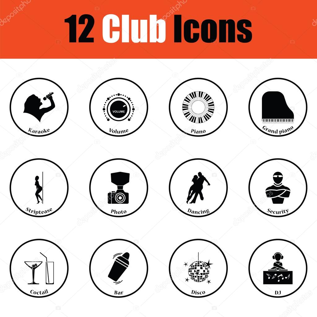 Set of twelve Night club icons