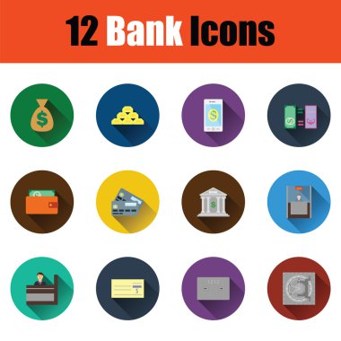 Düz tasarım banka Icon set